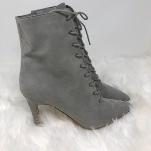 Leith Mila Lace Up Bootie Ankle Boot Gray 7.5